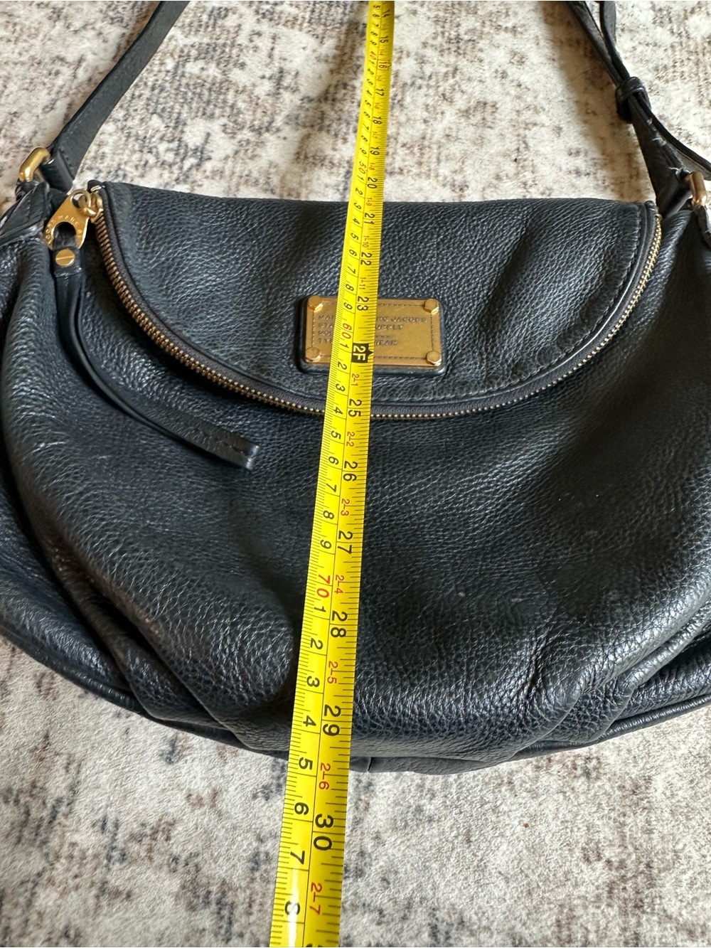 Marc by Marc Jacobs Classic Q Natasha Black Leather Crossbody Shoulder Bag Hobo - Picture 9 of 10